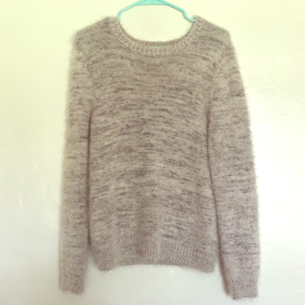 Gray and white F21 fuzzy sweater